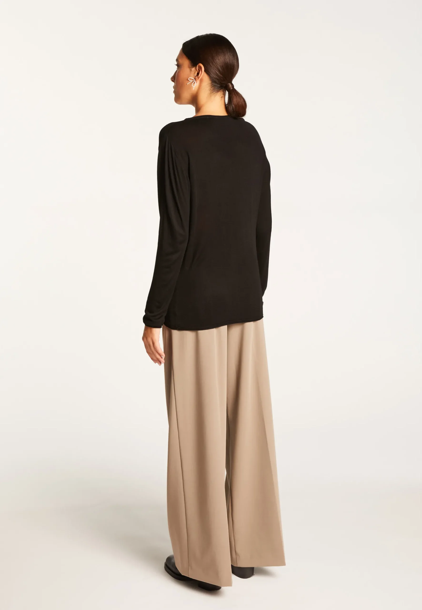 Montagut Les Incontournables-T-shirt col rond en fibre de bambou cachemire - Aemilia 01-Noir