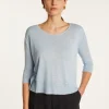Montagut T-Shirts Et Débardeurs-T-shirt col rond en lin flammé - Domy 77-Bleu ciel