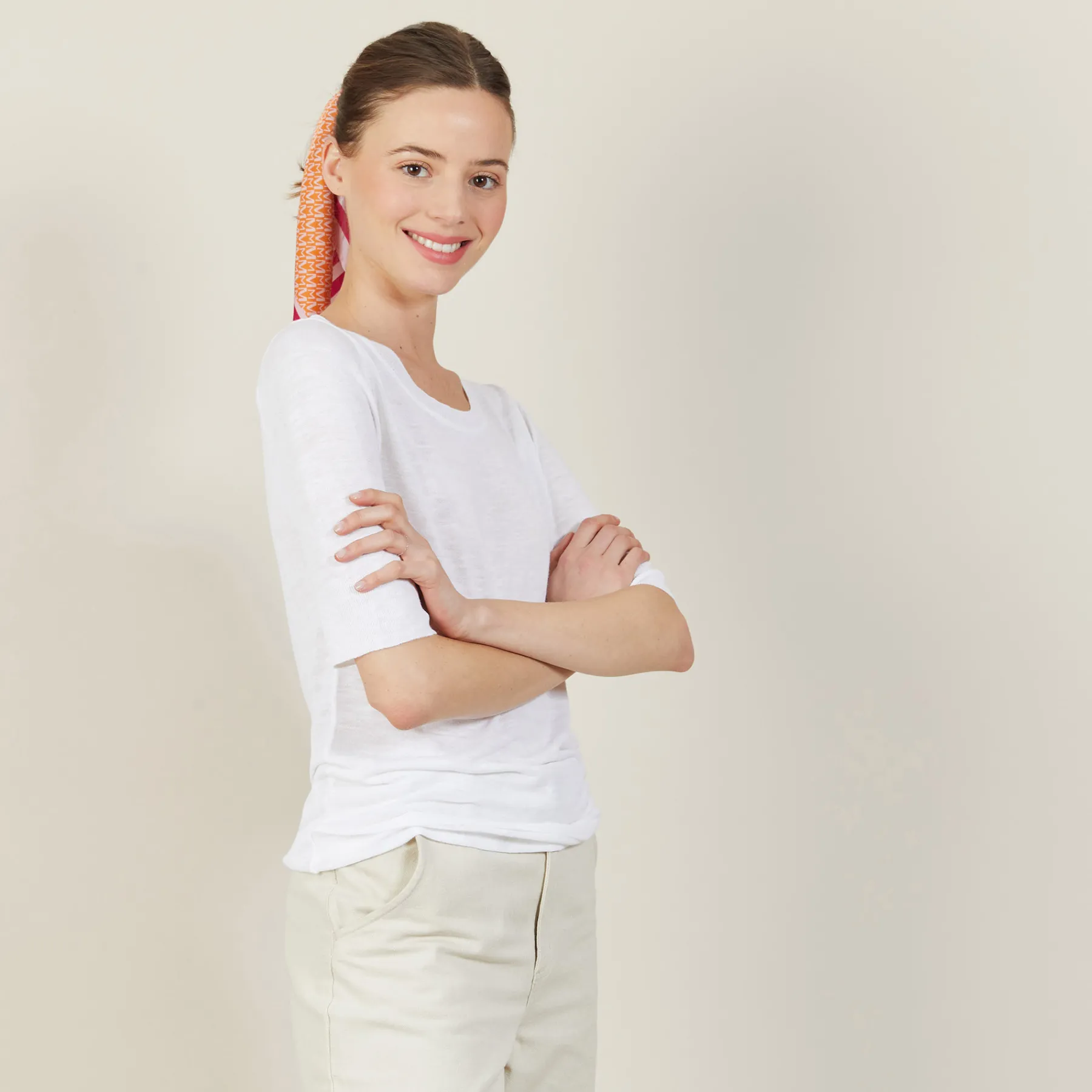 Montagut T-Shirts Et Débardeurs-T-shirt col rond en lin flammé - Bonni 02-Blanc