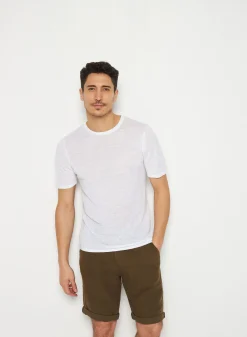 Montagut Polos Et T-Shirts-T-shirt col rond en lin flammé - Renaud 02-Blanc