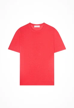 Montagut Polos Et T-Shirts-T-shirt col rond en lin flammé - Renaud 52-Rouge