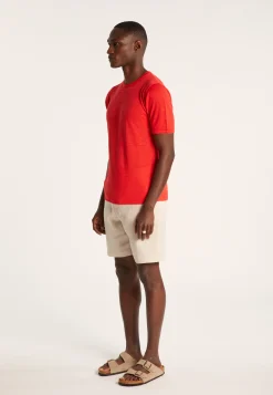 Montagut Polos Et T-Shirts-T-shirt col rond en lin flammé - Renaud 52-Rouge