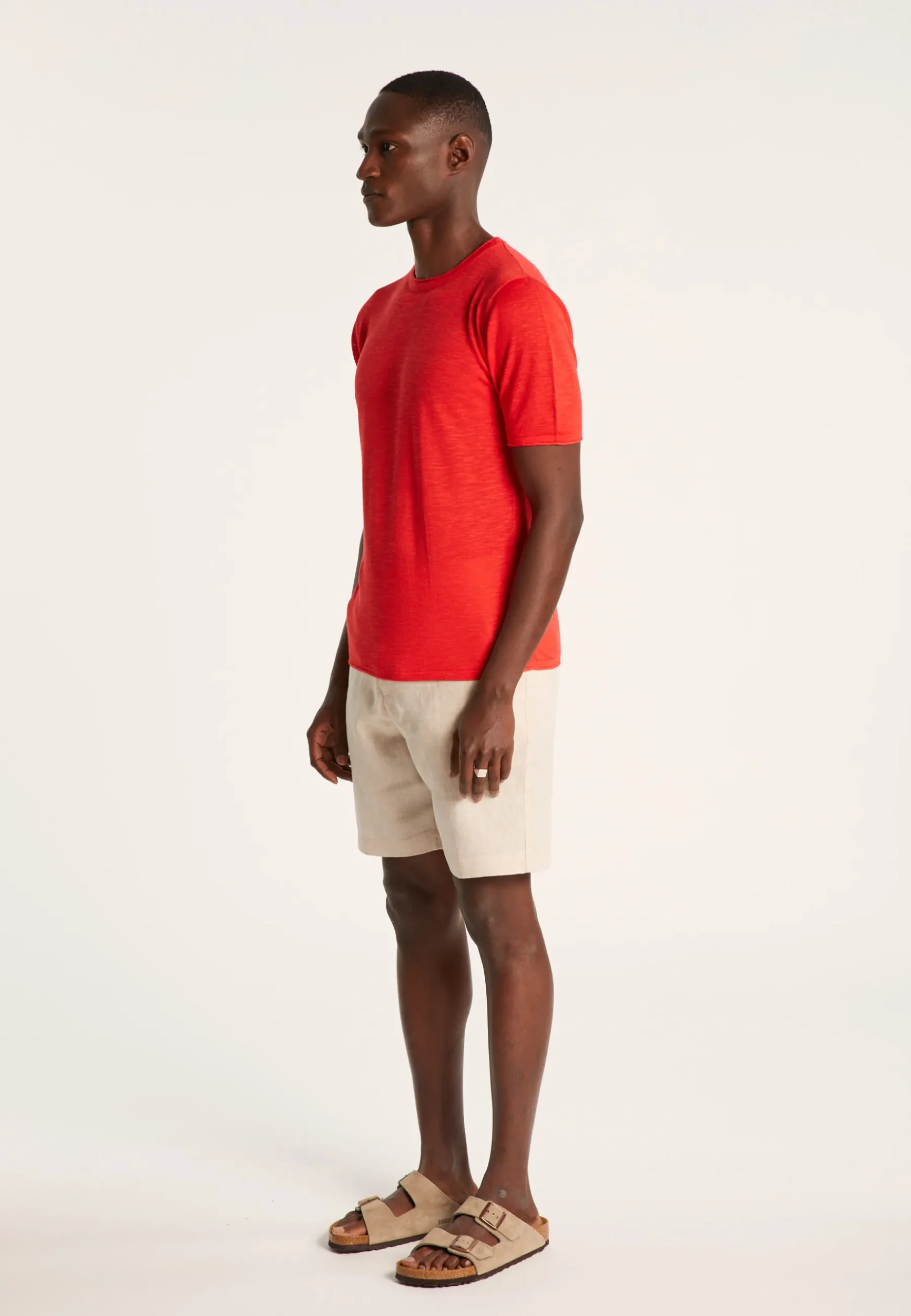 Montagut Polos Et T-Shirts-T-shirt col rond en lin flammé - Renaud 52-Rouge
