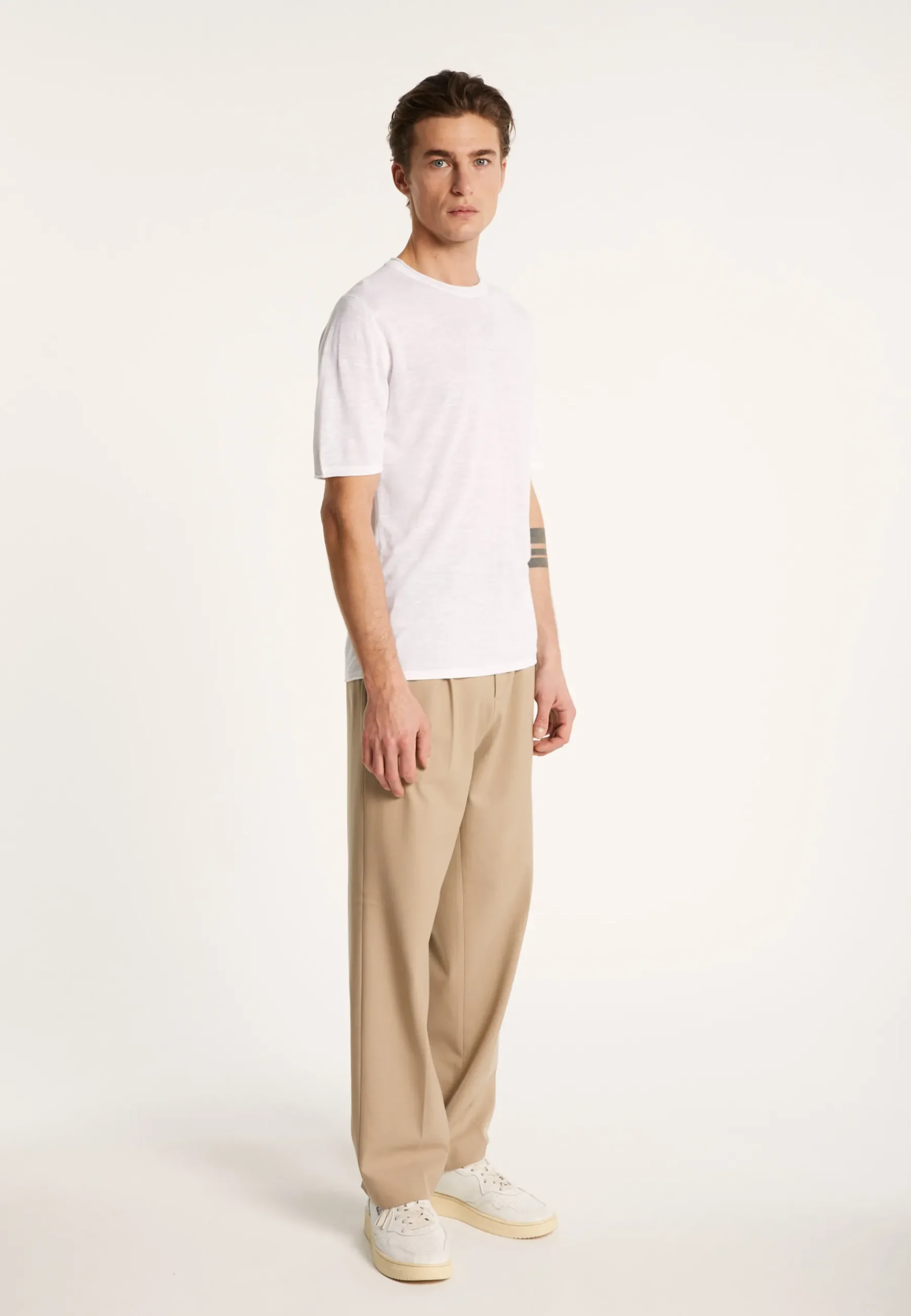 Montagut Polos Et T-Shirts-T-shirt col rond en lin flammé - Renaud 02-Blanc