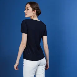 Montagut T-Shirts Et Débardeurs-T-shirt col rond en lin flammé - Bang 05-Bleu marine
