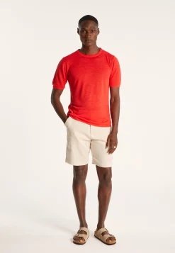 Montagut Polos Et T-Shirts-T-shirt col rond en lin flammé - Renaud 52-Rouge