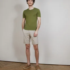 Montagut Polos Et T-Shirts-T-shirt col rond en lin flammé - Renaud 83-Kaki