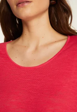 Montagut T-Shirts Et Débardeurs-T-shirt col rond en lin flammé - Béatrice 19-Rouge clair