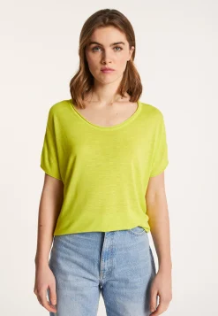 Montagut T-Shirts Et Débardeurs-T-shirt col rond en lin flammé - Loli 90-Vert anis