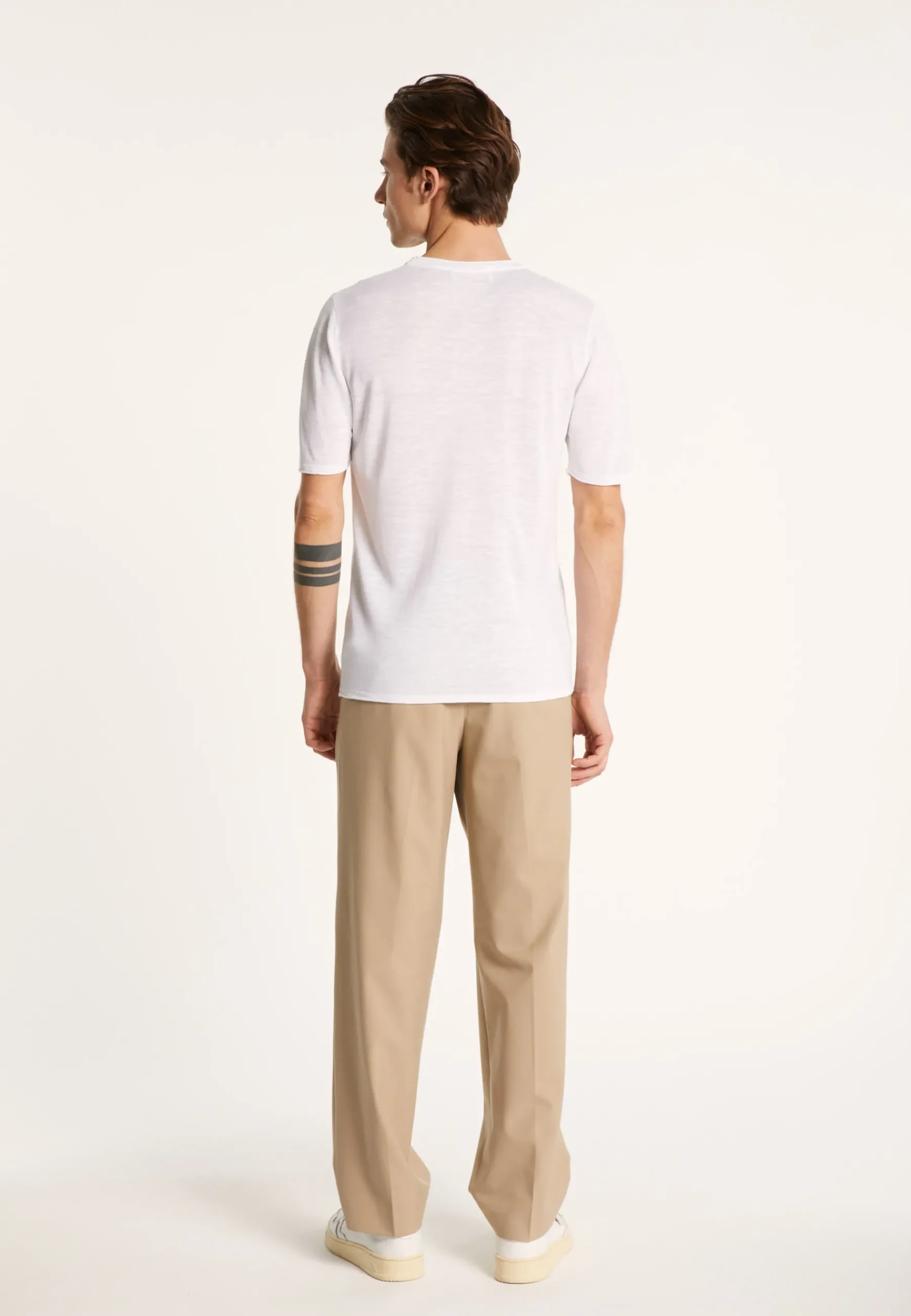 Montagut Polos Et T-Shirts-T-shirt col rond en lin flammé - Renaud 02-Blanc
