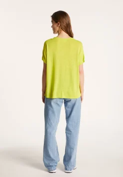 Montagut T-Shirts Et Débardeurs-T-shirt col rond en lin flammé - Loli 90-Vert anis