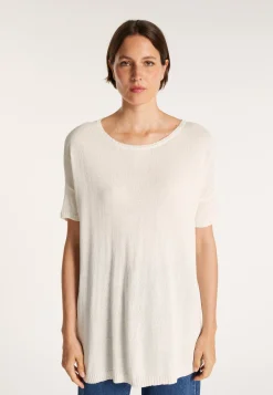 Montagut T-Shirts Et Débardeurs-T-shirt col rond en viscose crepe - Bibiche 82-Ecru