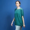Montagut T-Shirts Et Débardeurs-T-shirt col rond en viscose crepe - Bibiche 21-Vert foncé