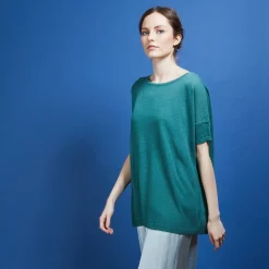 Montagut T-Shirts Et Débardeurs-T-shirt col rond en viscose crepe - Bibiche 21-Vert foncé
