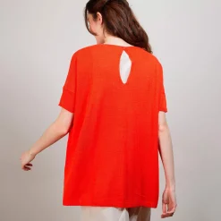Montagut T-Shirts Et Débardeurs-T-shirt col rond en viscose crepe - Bibiche 15-Orange