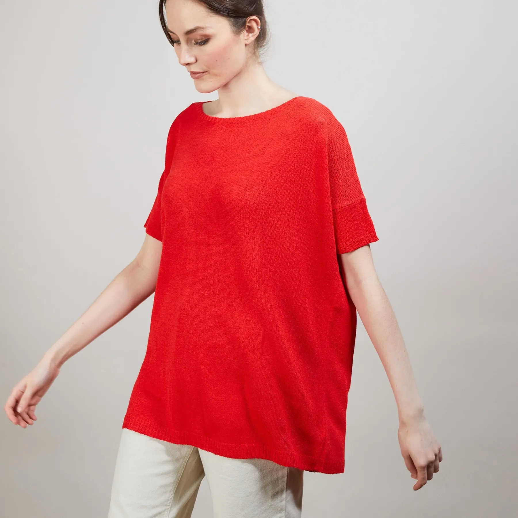 Montagut T-Shirts Et Débardeurs-T-shirt col rond en viscose crepe - Bibiche 52-Rouge