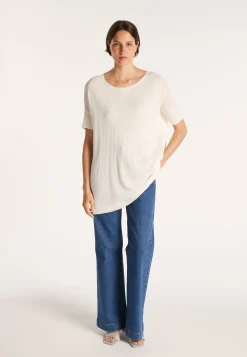 Montagut T-Shirts Et Débardeurs-T-shirt col rond en viscose crepe - Bibiche 82-Ecru