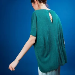 Montagut T-Shirts Et Débardeurs-T-shirt col rond en viscose crepe - Bibiche 21-Vert foncé