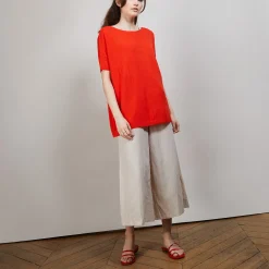 Montagut T-Shirts Et Débardeurs-T-shirt col rond en viscose crepe - Bibiche 15-Orange