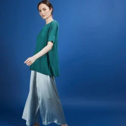 Montagut T-Shirts Et Débardeurs-T-shirt col rond en viscose crepe - Bibiche 21-Vert foncé