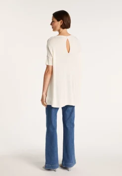 Montagut T-Shirts Et Débardeurs-T-shirt col rond en viscose crepe - Bibiche 82-Ecru