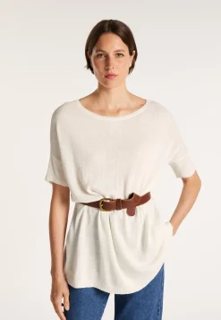 Montagut T-Shirts Et Débardeurs-T-shirt col rond en viscose crepe - Bibiche 82-Ecru