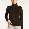 Montagut T-Shirts Et Débardeurs-T-shirt col roulé en fibre de bambou cachemire lurex - Aéris Lux 01-Noir