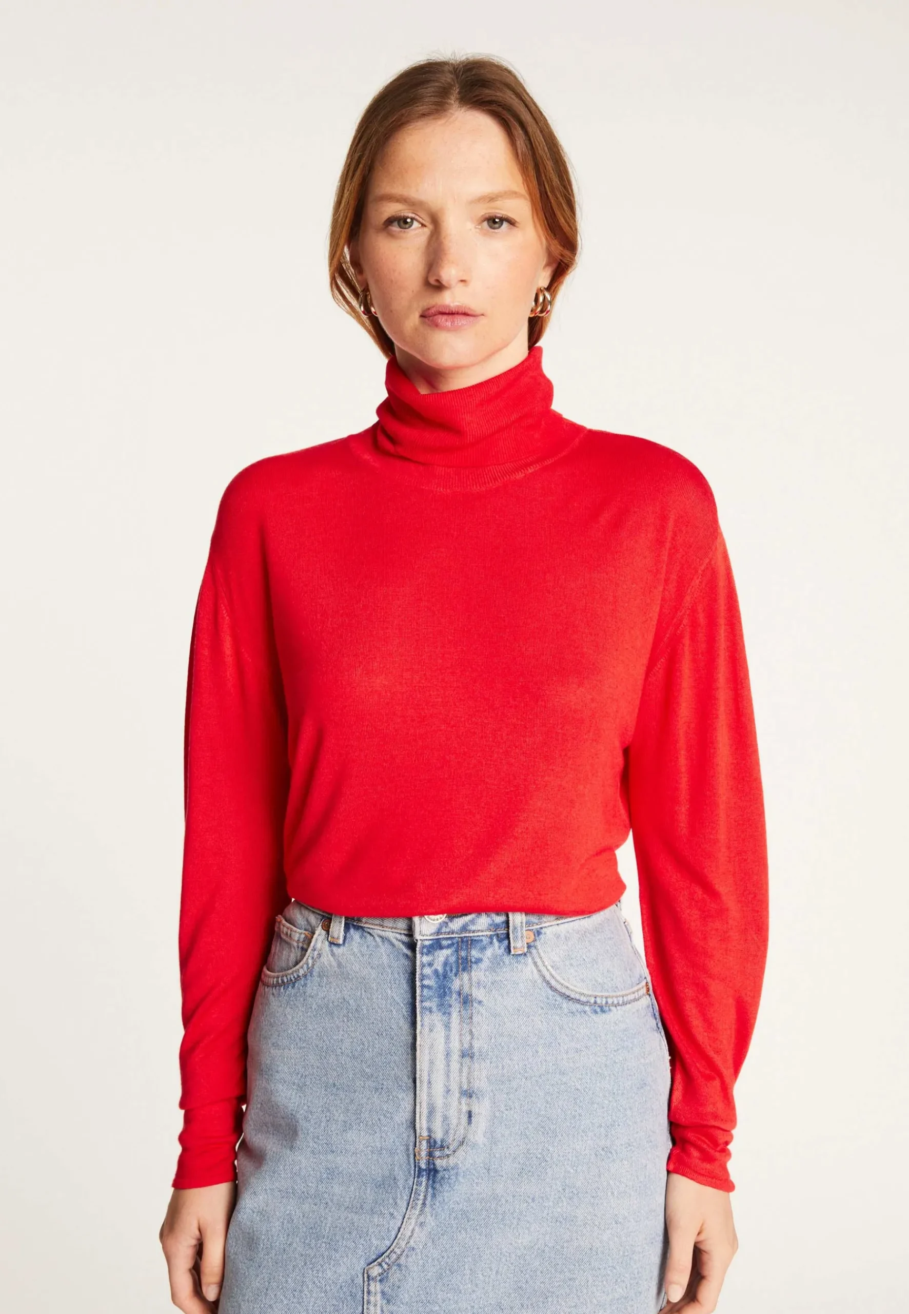 Montagut Les Incontournables-T-shirt col roulé en fibre de bambou cachemire - Aéris 52-Rouge
