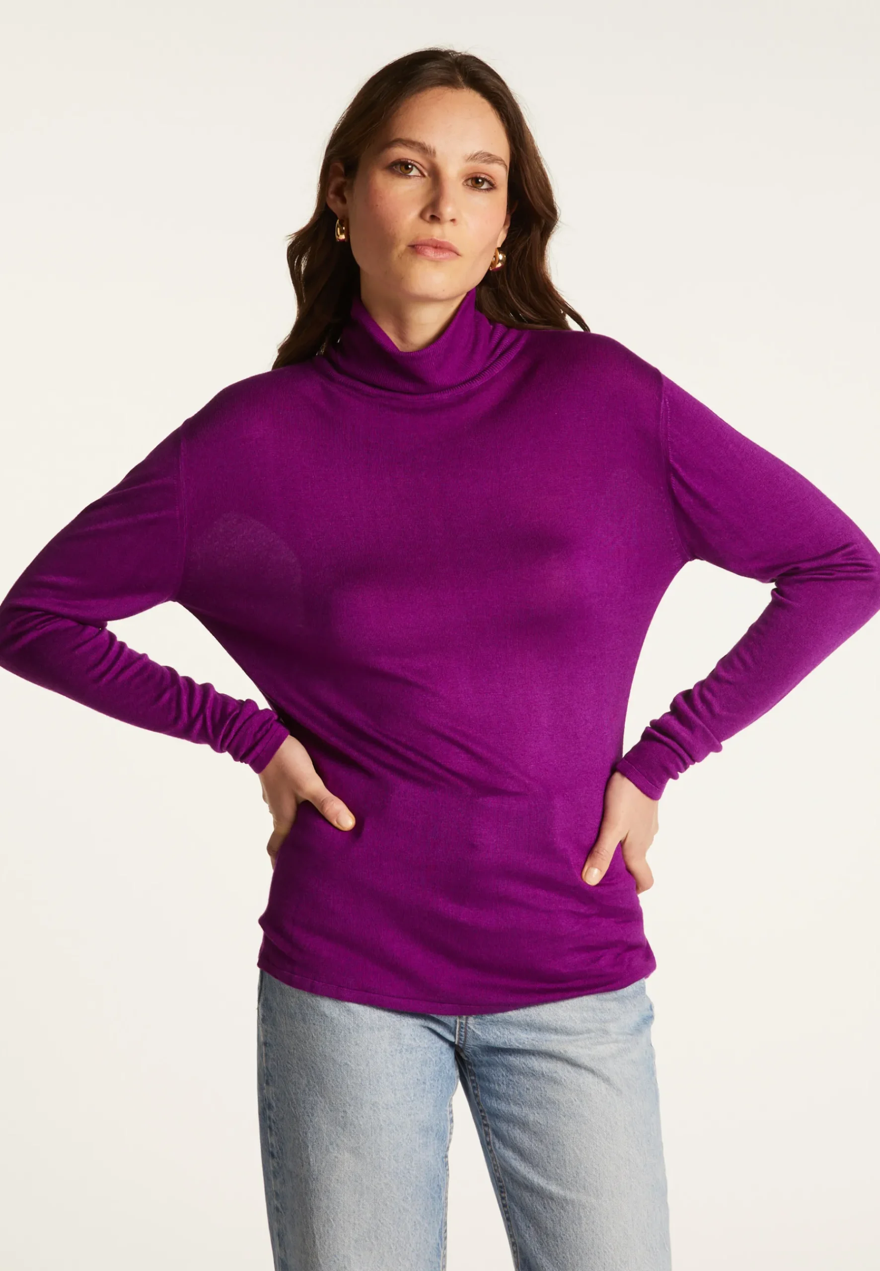 Montagut Les Incontournables-T-shirt col roulé en fibre de bambou cachemire - Aéris 17-Violet
