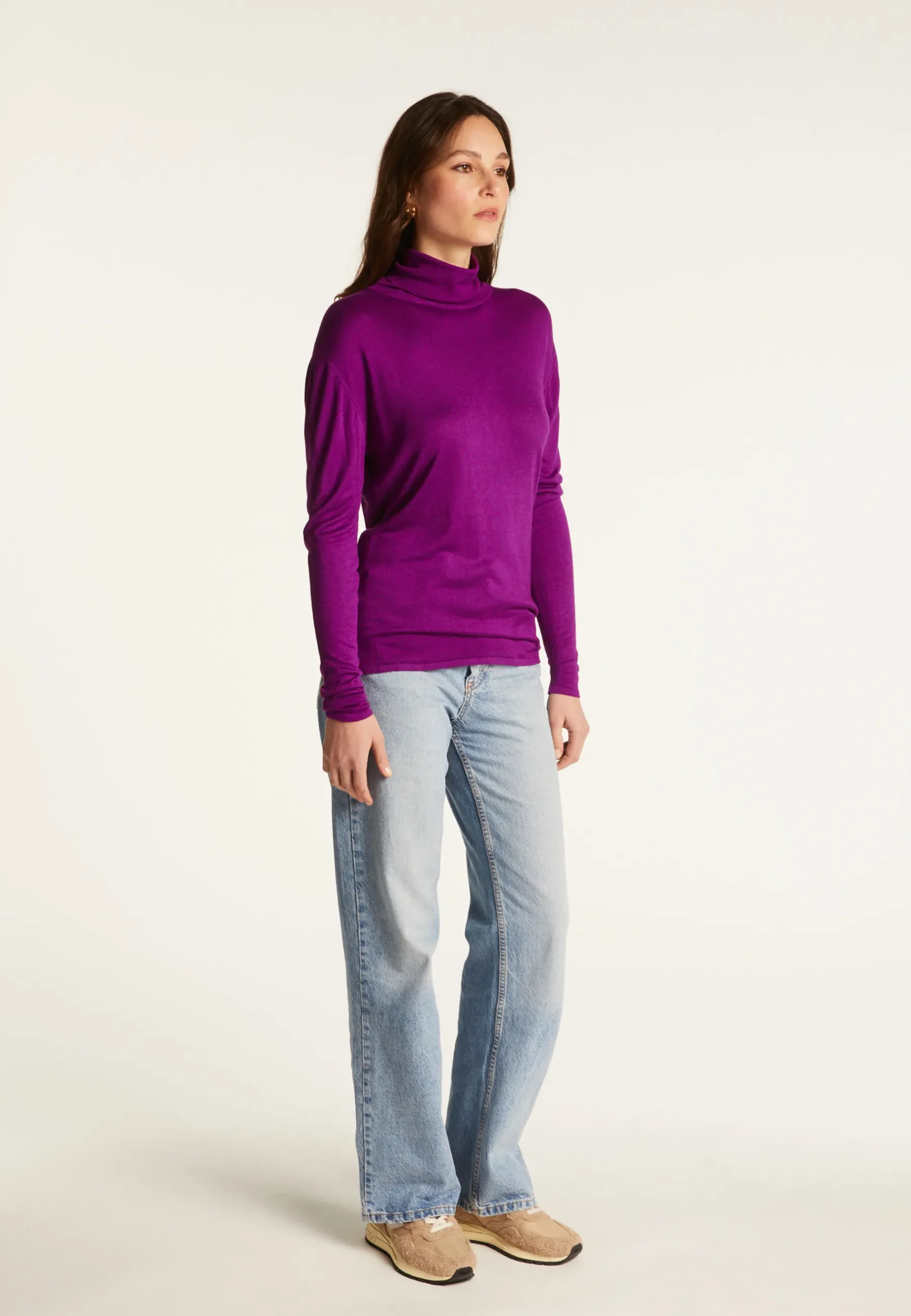 Montagut Les Incontournables-T-shirt col roulé en fibre de bambou cachemire - Aéris 17-Violet