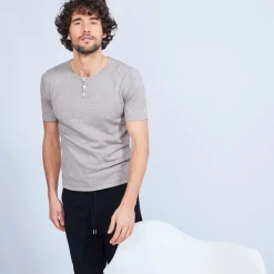 Montagut Polos Et T-Shirts-T-shirt col tunisien en coton cachemire - Haruni 14-Beige foncé