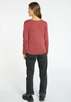Montagut Les Incontournables-T-shirt col tunisien en fibre de bambou cachemire - Aesha 51-Bordeaux