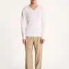 Montagut Polos Et T-Shirts-T-shirt col tunisien en lin flammé - Blayne 02-Blanc