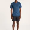 Montagut Polos Et T-Shirts-T-shirt col tunisien en lin flammé - Barakae 06-Bleu moyen