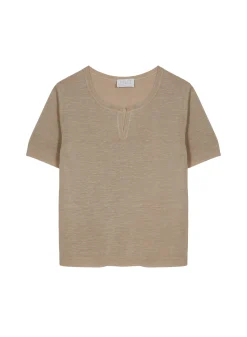 Montagut T-Shirts Et Débardeurs-T-shirt col tunisien en lin flammé - Bohême 12-Beige clair