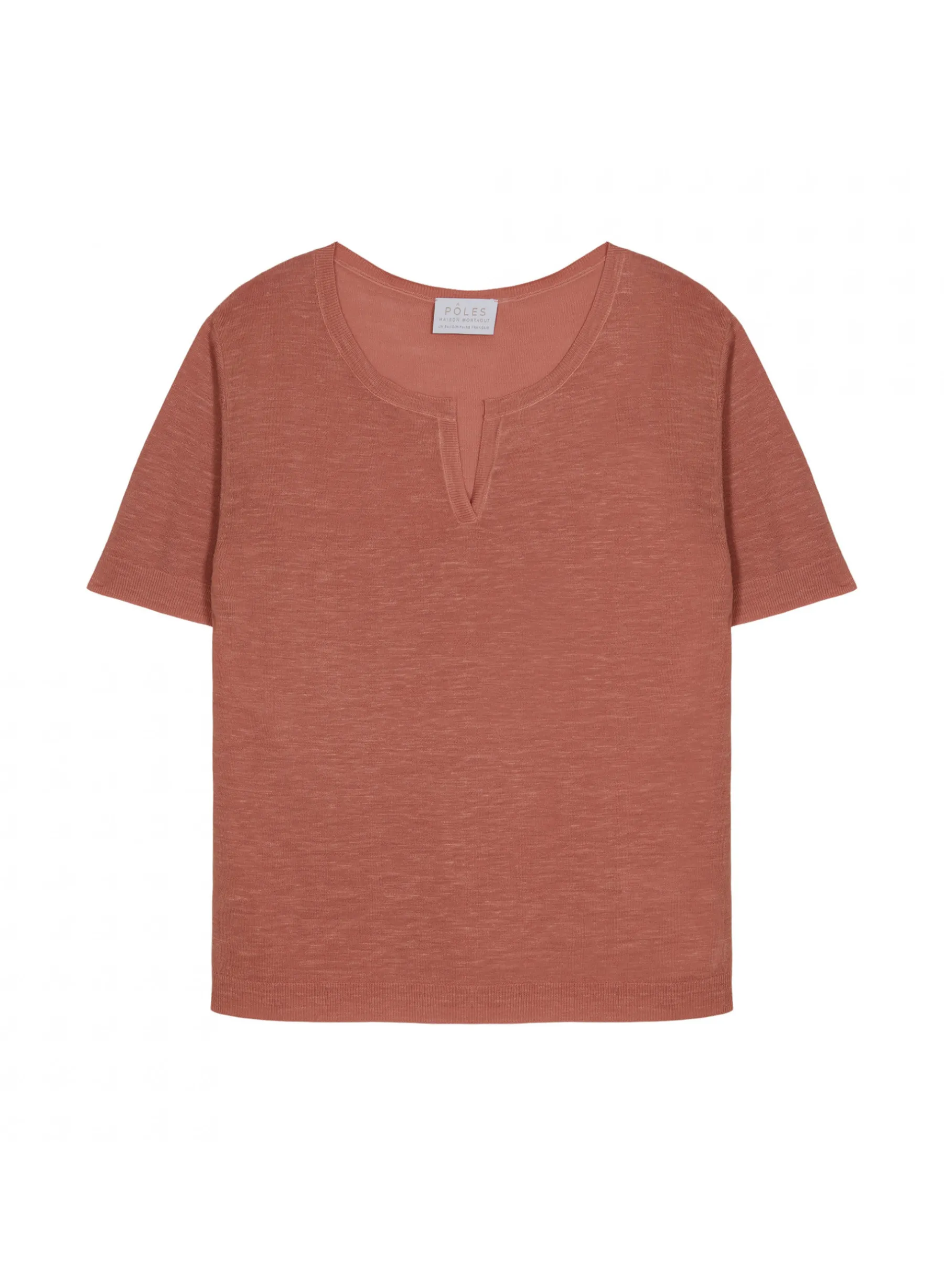 Montagut T-Shirts Et Débardeurs-T-shirt col tunisien en lin flammé - Bohême 24-Rose clair