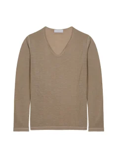 Montagut Polos Et T-Shirts-T-shirt col tunisien en lin flammé - Blayne 12-Beige clair