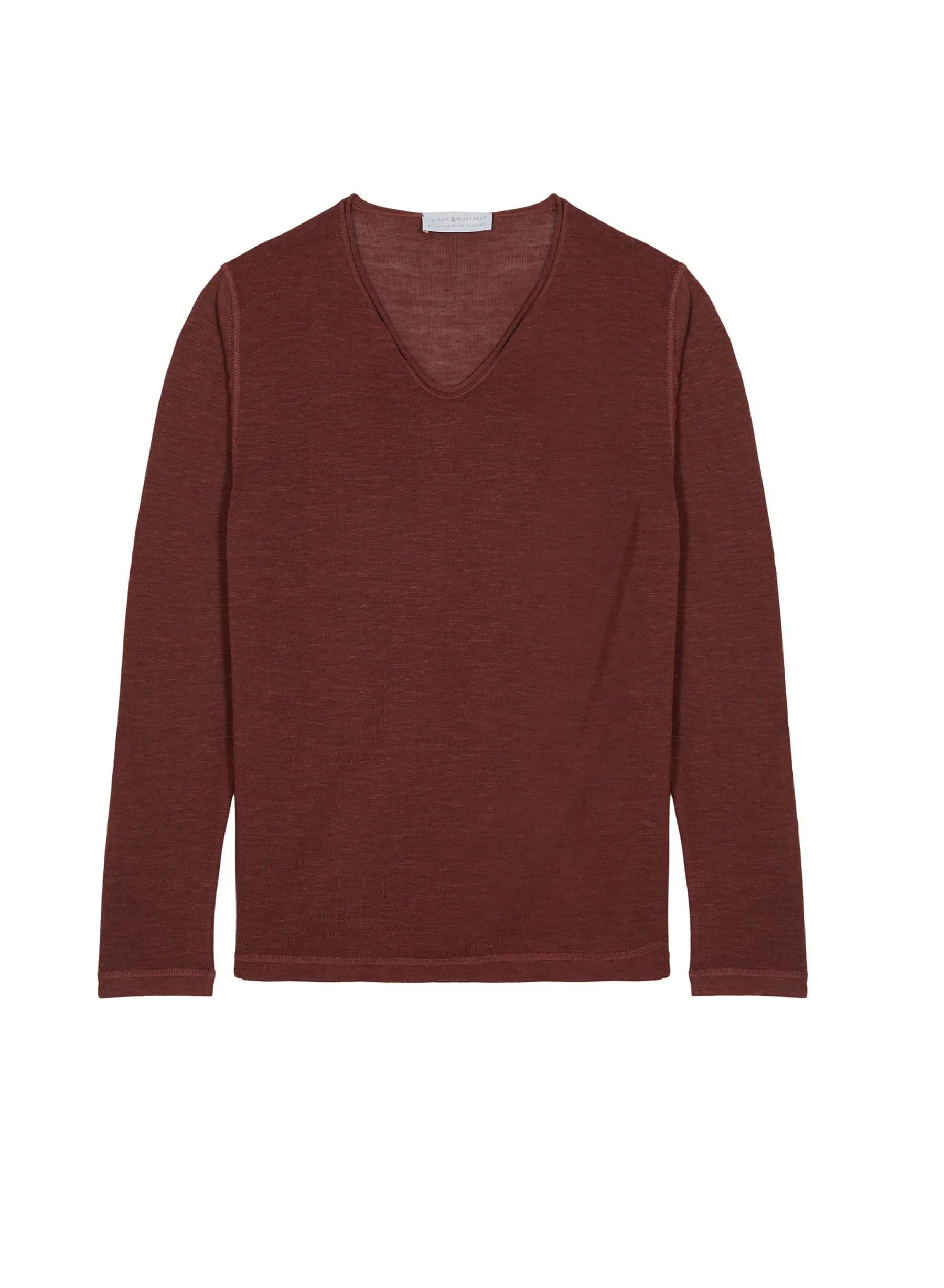 Montagut Polos Et T-Shirts-T-shirt col tunisien en lin flammé - Blayne 51-Bordeaux