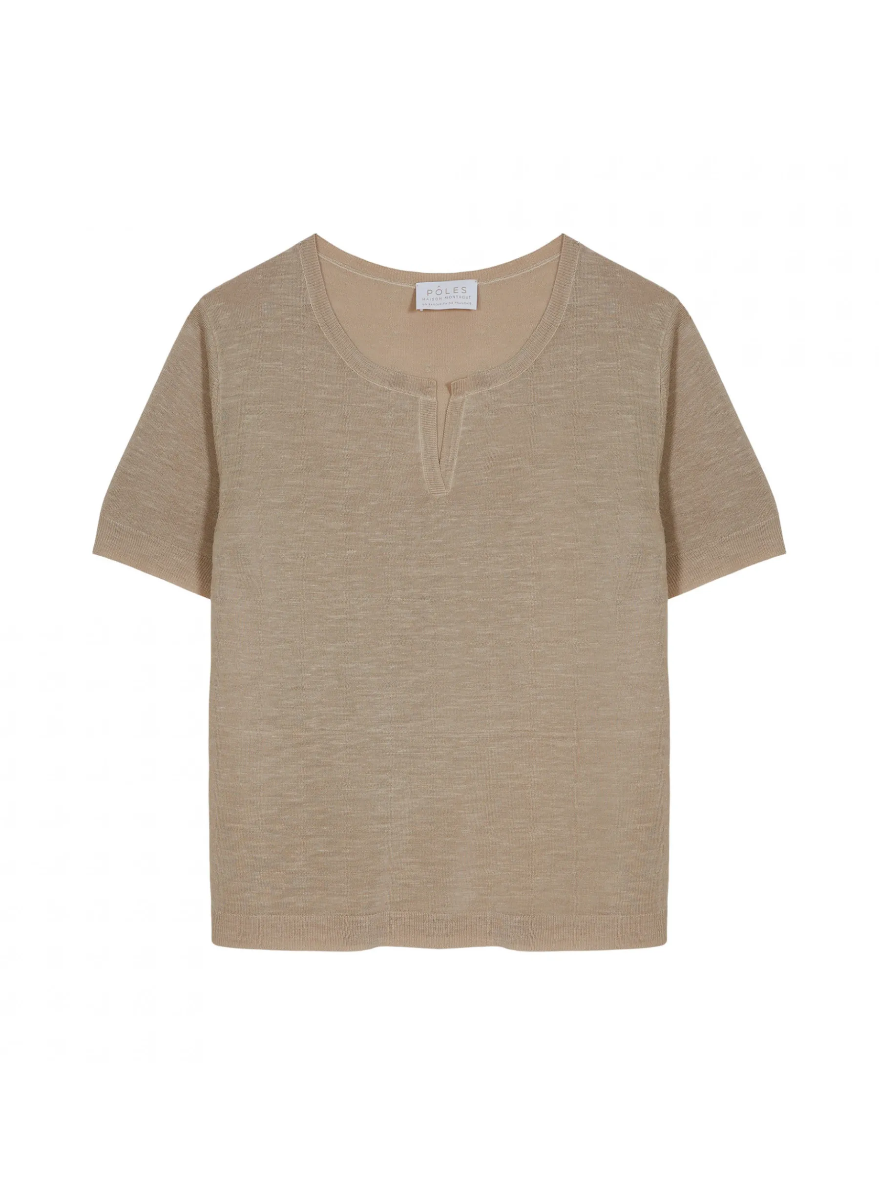 Montagut T-Shirts Et Débardeurs-T-shirt col tunisien en lin flammé - Bohême 12-Beige clair