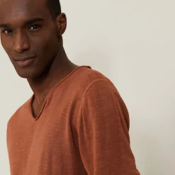 Montagut Polos Et T-Shirts-T-shirt col tunisien en lin flammé - Blayne 46-Marron clair