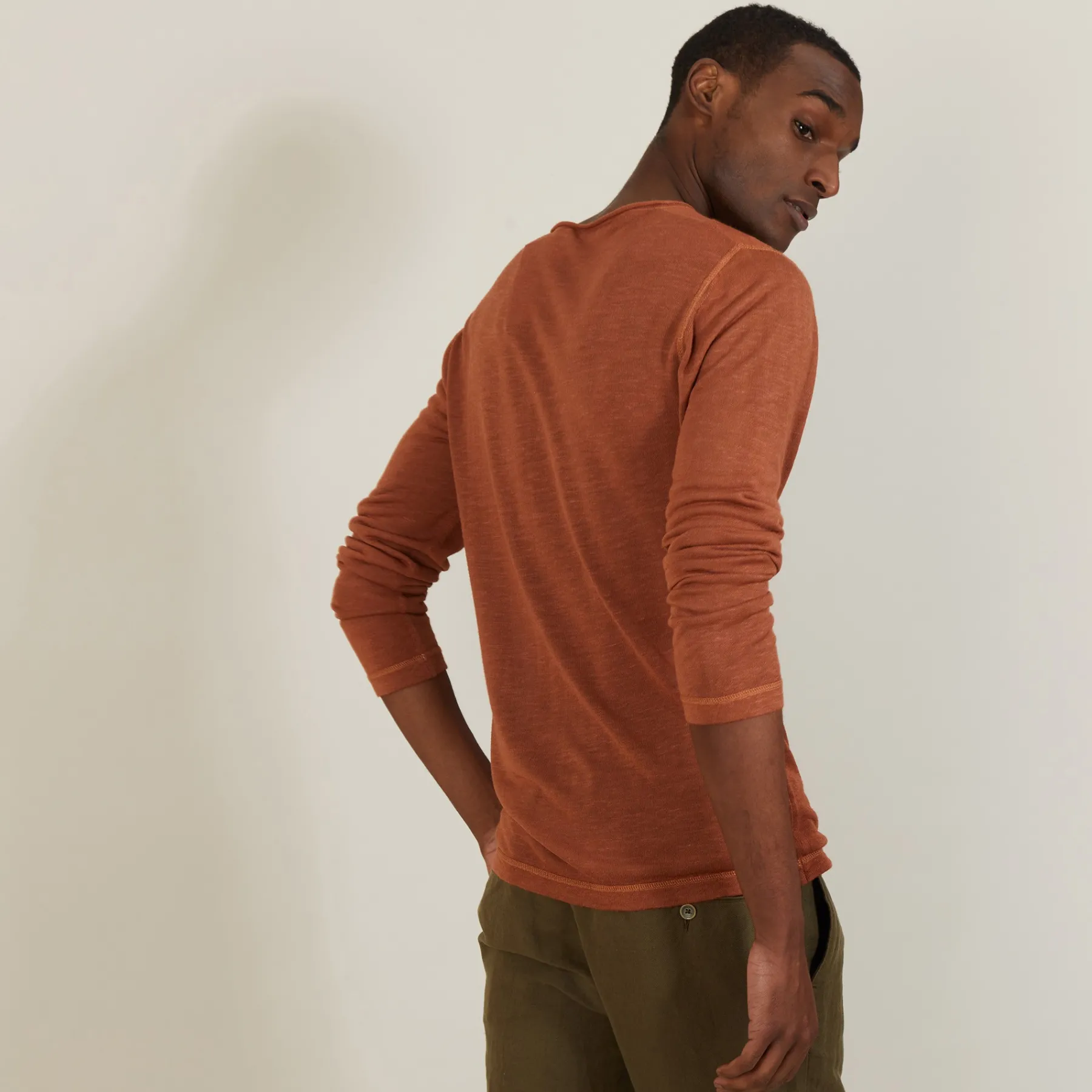 Montagut Polos Et T-Shirts-T-shirt col tunisien en lin flammé - Blayne 46-Marron clair