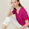 Montagut T-Shirts Et Débardeurs-T-shirt col V à motifs en Fil Lumière - Ammy 79-Rose vif
