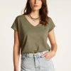 Montagut T-Shirts Et Débardeurs-T-shirt col V en coton - Dasha 83-Kaki