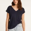 Montagut T-Shirts Et Débardeurs-T-shirt col V en coton - Dasha 05-Bleu marine