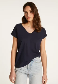 Montagut T-Shirts Et Débardeurs-T-shirt col V en coton - Dasha 05-Bleu marine