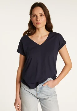Montagut T-Shirts Et Débardeurs-T-shirt col V en coton - Dasha 05-Bleu marine