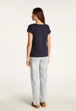 Montagut T-Shirts Et Débardeurs-T-shirt col V en coton - Dasha 05-Bleu marine