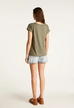 Montagut T-Shirts Et Débardeurs-T-shirt col V en coton - Dasha 83-Kaki