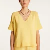 Montagut T-Shirts Et Débardeurs-T-shirt col V en coton - Devy 08-Jaune