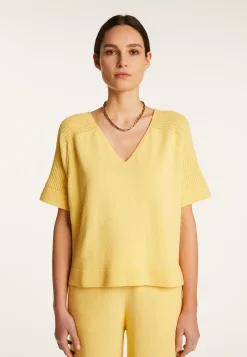 Montagut T-Shirts Et Débardeurs-T-shirt col V en coton - Devy 08-Jaune
